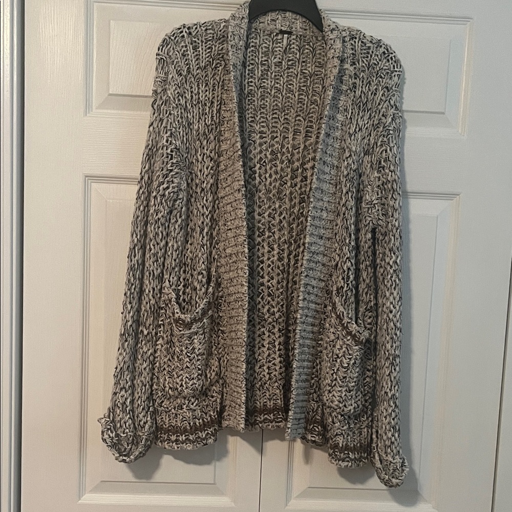Free People Black and Brown Knit Cardigan - Picture 1 of 6